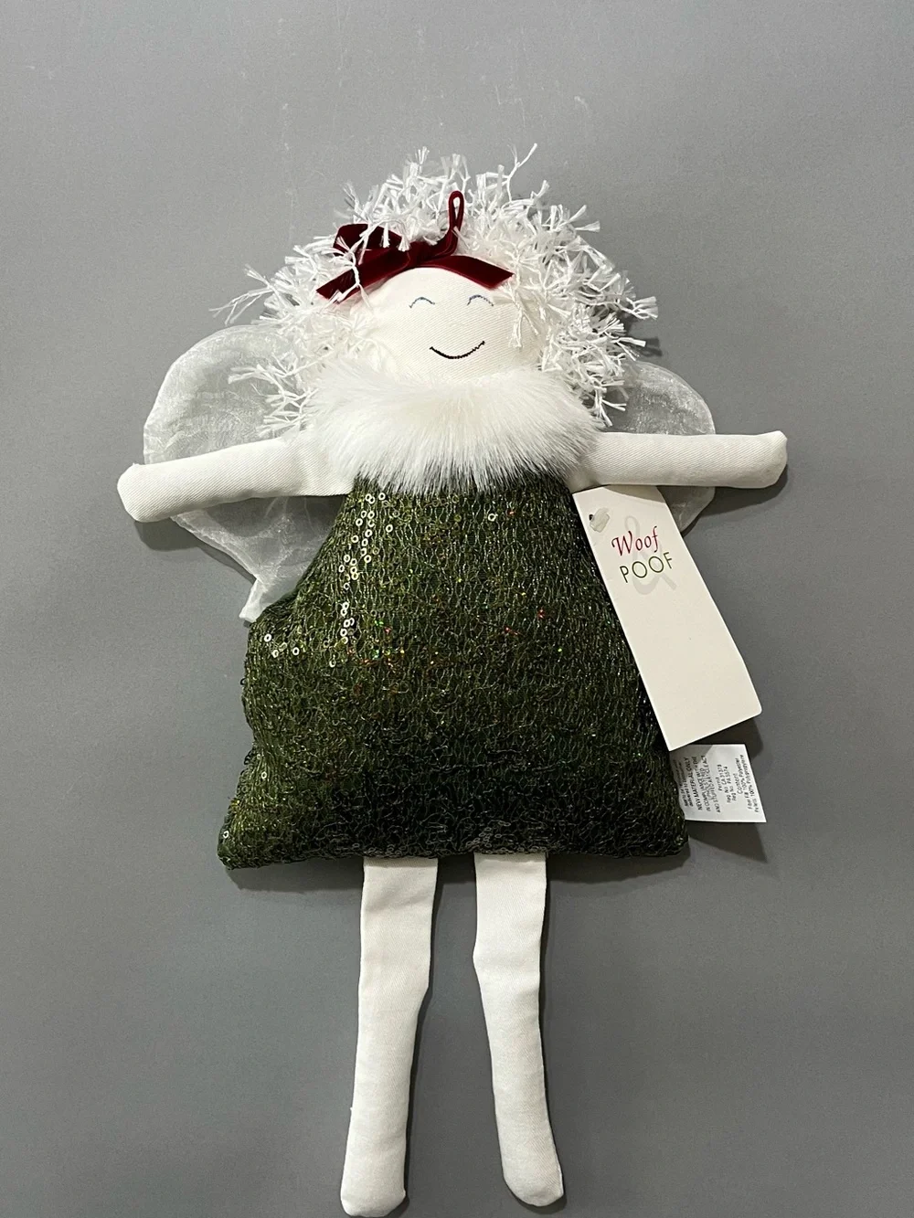 NWT Whimsical wolf and poof plush angel holiday